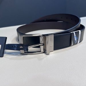 NIKE Mens REVERSIBLE Brown/Black BELT Satin Buckle Leather Adjustable 34-36 NWT